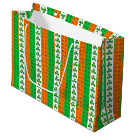 SACOLA PARA PRESENTES GRANDE SHAMROCKS CELTICOS BRANCOS IRLANDESES VERDE LARANJ