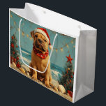 Sacola Para Presentes Grande Shar Pei Dog Christmas Vintage Beach<br><div class="desc">Traga o calor dos feriados para a costa com esta charmosa design inspirada na vintagem, que apresenta um cão festivo sentado numa praia serena. Com um clássico toque de feriado de tons nostálgicos e vibrações costeiras, esta trabalho de arte captura a magia do Natal pelo mar. Perfeito para espalhar alegria...</div>