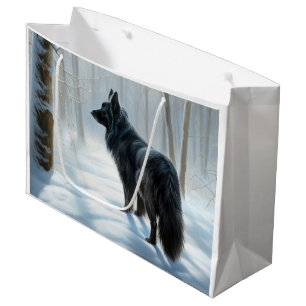Sacola Para Presentes Grande Sheepdog belga deixa nevar o Natal