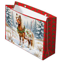 Shetland Pony e Holly Christmas Medium Gift Bag