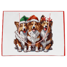 Sacola Para Presentes Grande Shetland Sheepdog do Natal