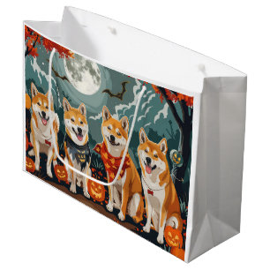 Sacola Para Presentes Grande Shiba Inu Halloween Assustador