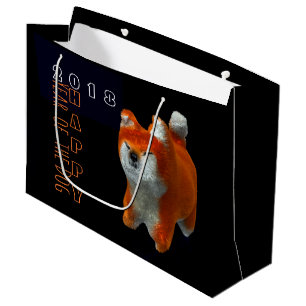 Sacola Para Presentes Grande Shiba Puppy 3D Cachorro de Arte Digital Ano L Pres