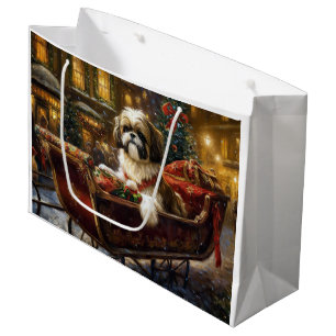 Sacola Para Presentes Grande Shih Tzu Christmas Fesason Season