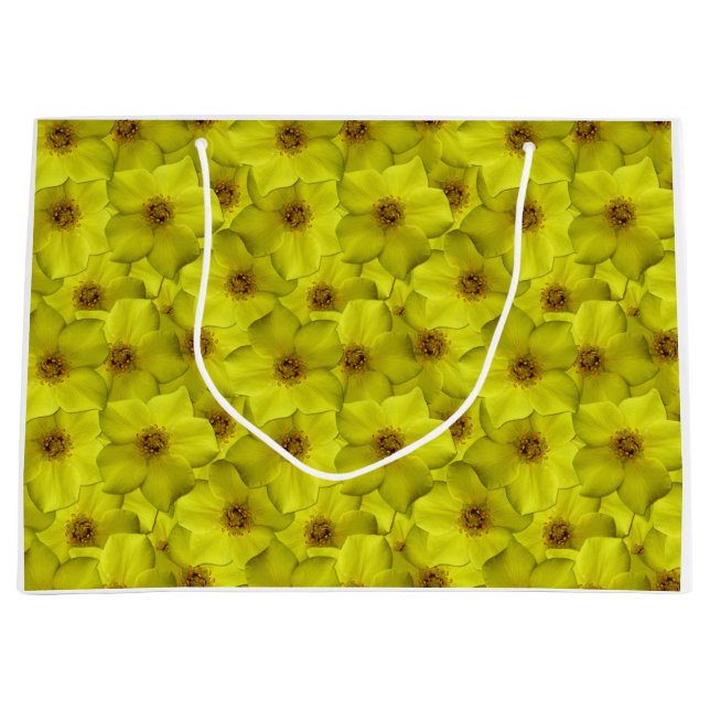 Sacola Para Presentes Grande Shrubby Cinquefoil Padrão Sem Costura (Frente)