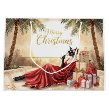 Siamese Cat Glam Christmas Sipping Champagne