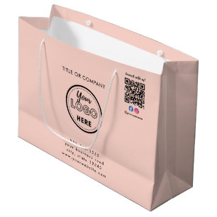 Sacola Para Presentes Grande Siga-nos Instagram o Código QR do Facebook Rosa Es