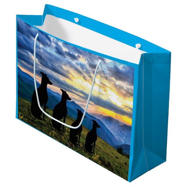 Sacola Para Presentes Grande Sighthounds Sunset (Frente inclinada)