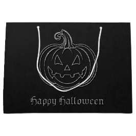 Sacola Para Presentes Grande Silver Jack O' Lanterna Halloween