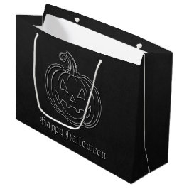 Sacola Para Presentes Grande Silver Jack O' Lanterna Halloween