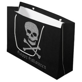 Sacola Para Presentes Grande Silver Skull e Crossbones Halloween
