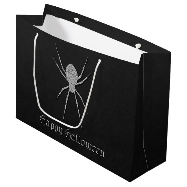 Sacola Para Presentes Grande Silver Spider Halloween (Frente inclinada)