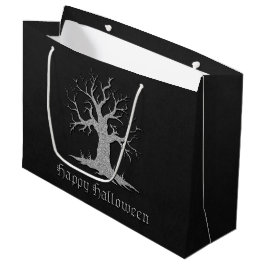 Sacola Para Presentes Grande Silver Spooky Tree Halloween