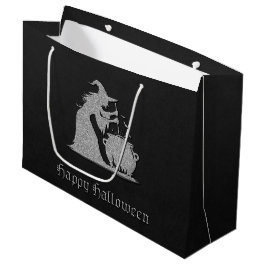 Sacola Para Presentes Grande Silver Witch e Cauldron Halloween