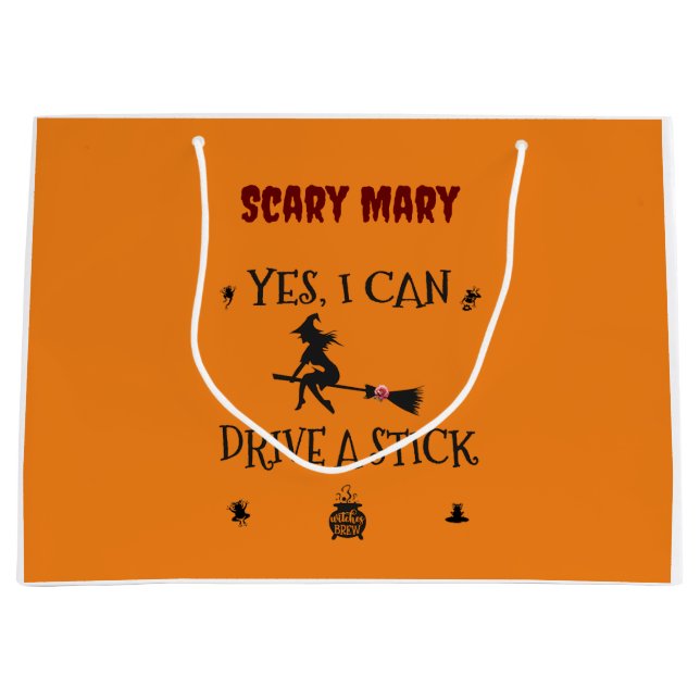 Sacola Para Presentes Grande Sim, Eu Posso Dirigir Um Pau Diz A Bruxa (Frente)