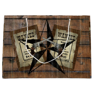 Sacola Para Presentes Grande Símbolo de dois pistolas ocidentais russo do Texas