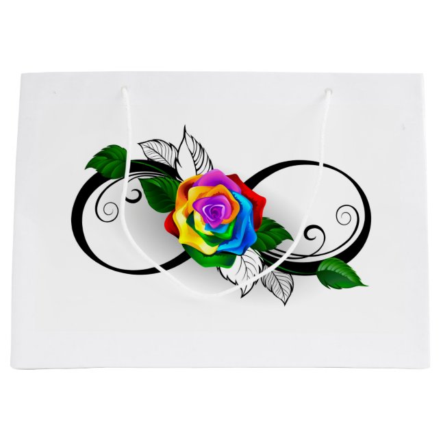 Sacola Para Presentes Grande Símbolo de Infinito com Rosa Arco-íris (Frente)