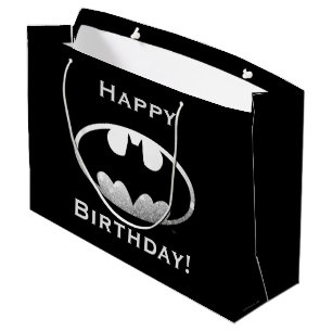 Sacola Para Presentes Grande Símbolo do Batman Logotipo Granulado