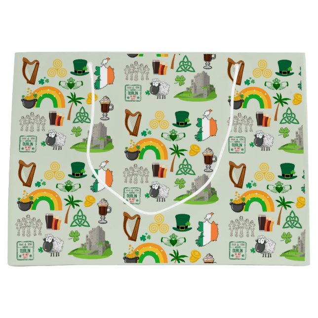 Sacola Para Presentes Grande Símbolos da Irlanda (Frente)