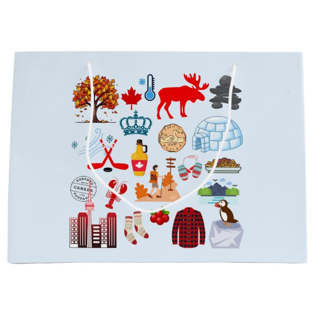 Sacola Para Presentes Grande Símbolos do Canadá (Frente)