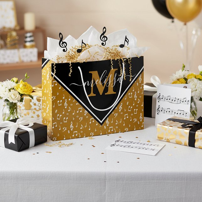 Sacola Para Presentes Grande Símbolos musicais personalizados saco de presente  (Criador carregado)