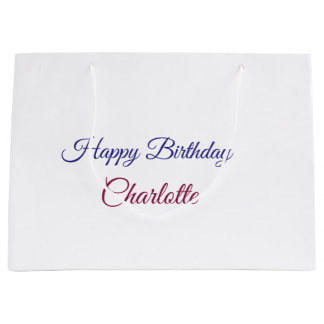 Sacola Para Presentes Grande SIMPLE MINIMAL.CUTIE ADD NAME BABY happy birthday 