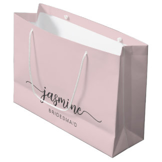 Sacola Para Presentes Grande Simples e Simples Script Girly Monogramas Rosa
