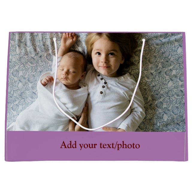 Sacola Para Presentes Grande simples minimal ADICIONE SUA FOTO TEXTO NATAL     (Frente)