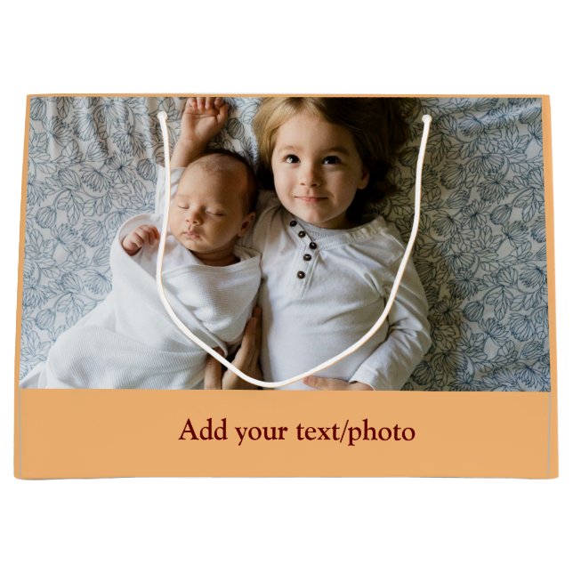 Sacola Para Presentes Grande simples minimal ADICIONE SUA FOTO TEXTO NATAL      (Frente)