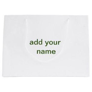 Sacola Para Presentes Grande Simples minimal verde adicione seu texto nome foto