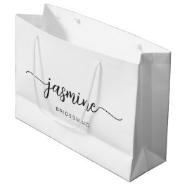 Sacola Para Presentes Grande Simples Monograma Branco Simples - Script Girly