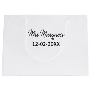 Sacola Para Presentes Grande simples monograma minimalista sra Sr nome data ano