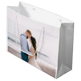 Sacola Para Presentes Grande Simples Script Moderno Heart Wedding Obrigado