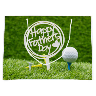 Sacola Para Presentes Grande Sinal de Dia de os pais feliz com bola de golfe em