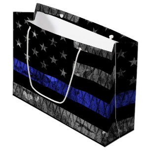 Sacola Para Presentes Grande Sinalizador de Linha Azul Fino da Polícia