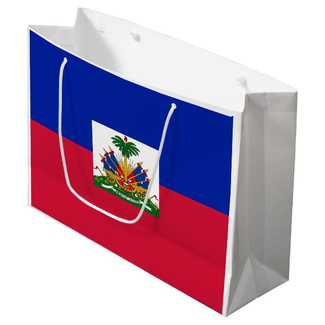 Sacola Para Presentes Grande Sinalizador do Haiti (Frente inclinada)