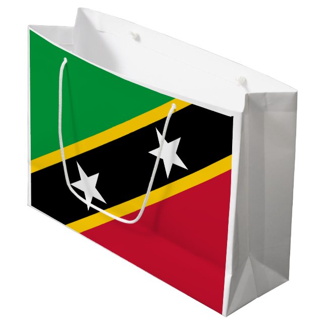 Sacola Para Presentes Grande Sinalizador santo Kitts e Nevis (Frente inclinada)