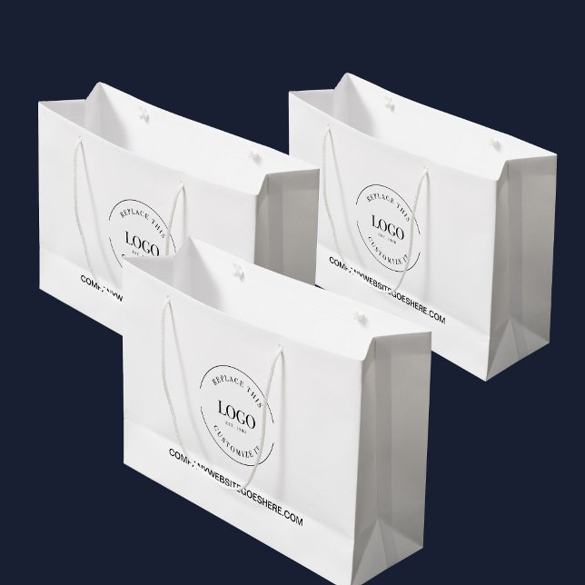 Sacola Para Presentes Grande Site da empresa empresarial personalizada Seu logo (No minimum order simple customizable logo and website branded gift bags.)