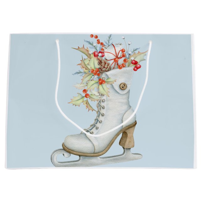 Sacola Para Presentes Grande Skate de gelo moído de Natal (Frente)