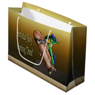 Sacola Para Presentes Grande Skateboard Turtle Birday