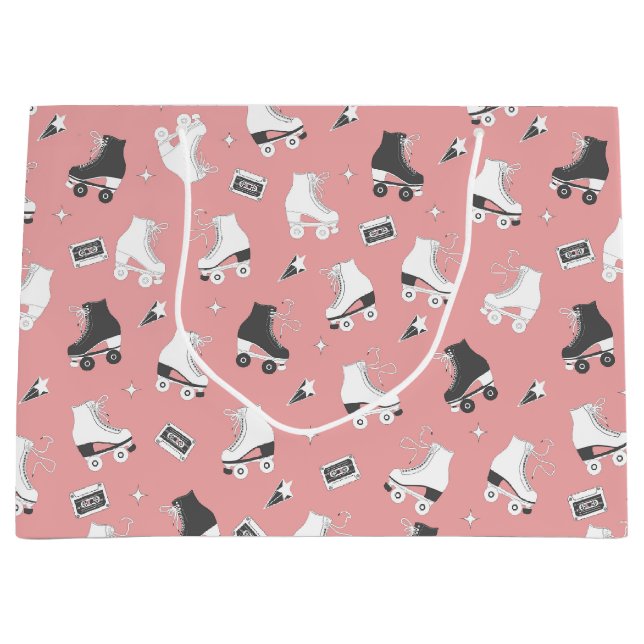 Sacola Para Presentes Grande Skates do cilindro retrorreflector e fitas cassete (Frente)