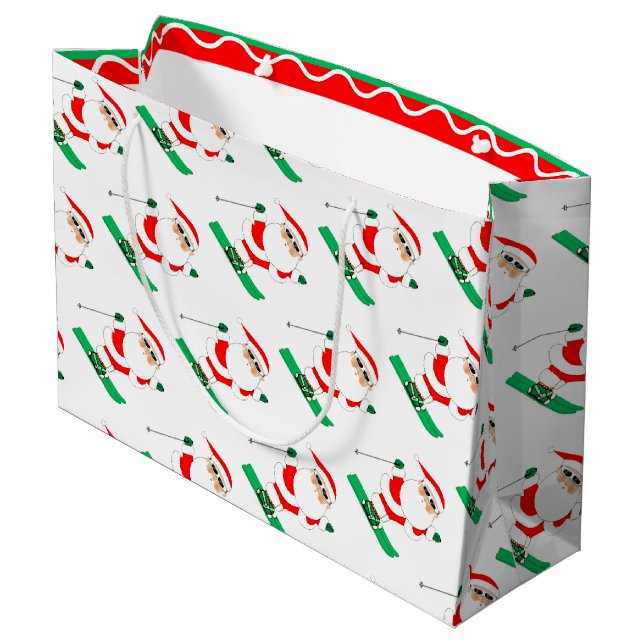 Sacola Para Presentes Grande Skiing Christmas Holiday (Verso inclinado)