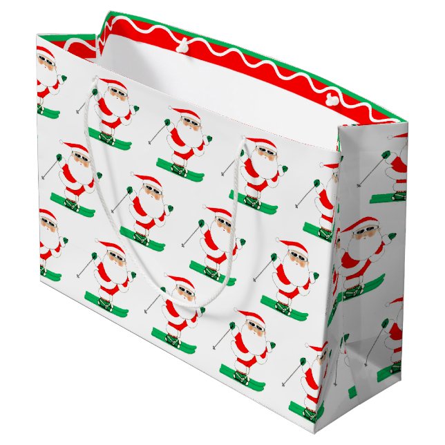 Sacola Para Presentes Grande Skiing Christmas Holiday (Verso inclinado)