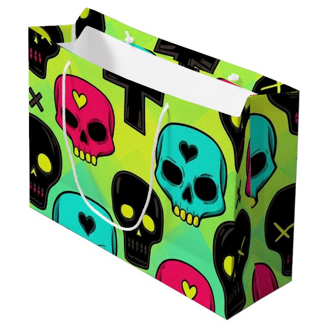 Sacola Para Presentes Grande Skull Pattern Gift Bag  (Frente inclinada)