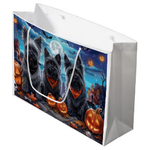 Sacola Para Presentes Grande Skye Terrier Halloween Assustador
