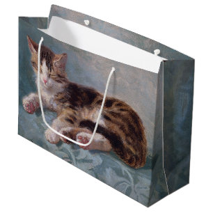 Sacola Para Presentes Grande Sleepy Kitten por Henriette Ronner-Knip