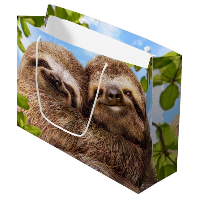 Sacola Para Presentes Grande Sloth Couple (Frente inclinada)