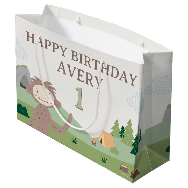 Sacola Para Presentes Grande Slumberkins Bigfoot Birthday  (Verso inclinado)