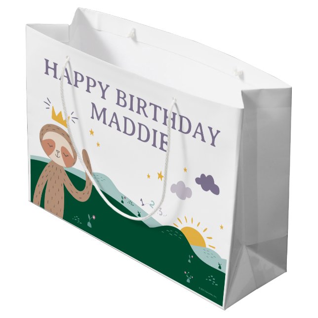 Sacola Para Presentes Grande Slumberkins Sloth Birthday  (Verso inclinado)
