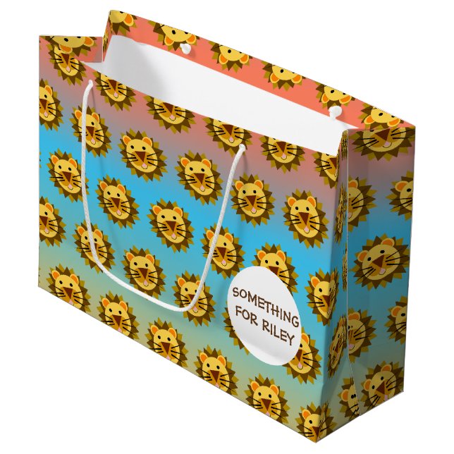 Sacola Para Presentes Grande Smiling Lion Face (Frente inclinada)